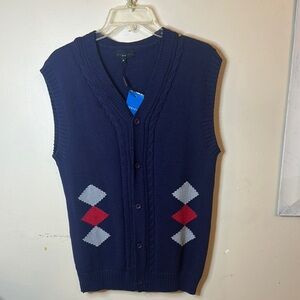 Men's Navy Argyle Sweater Vest